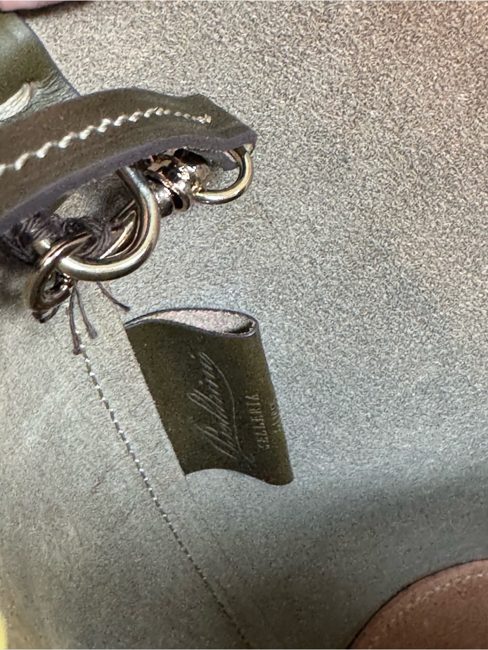 Boldrini Selleria Olive Leather Rigid Bucket Bag Made in Italy NWT - Picture 10 of 14